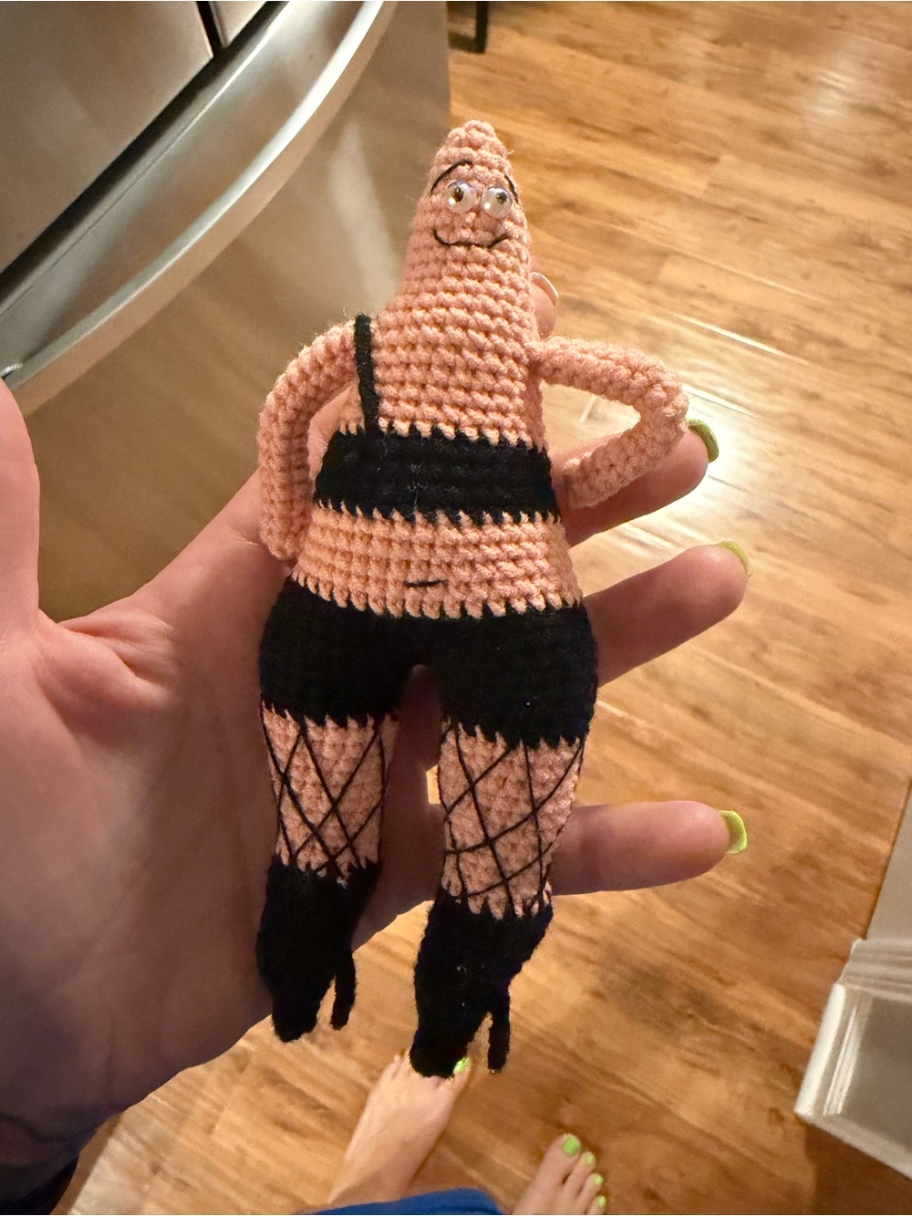 Patrick star Handmade Crochet Doll in Peach & Black